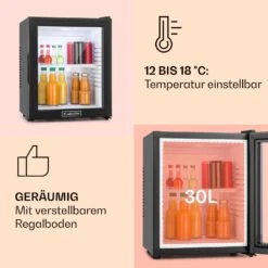 MKS-13 Minibar Mini-Kühlschrank 3 Temperaturen 30L 23 DB Glastür -Optimal Küchengeräte Geschäft 10005440 de 0004 usp