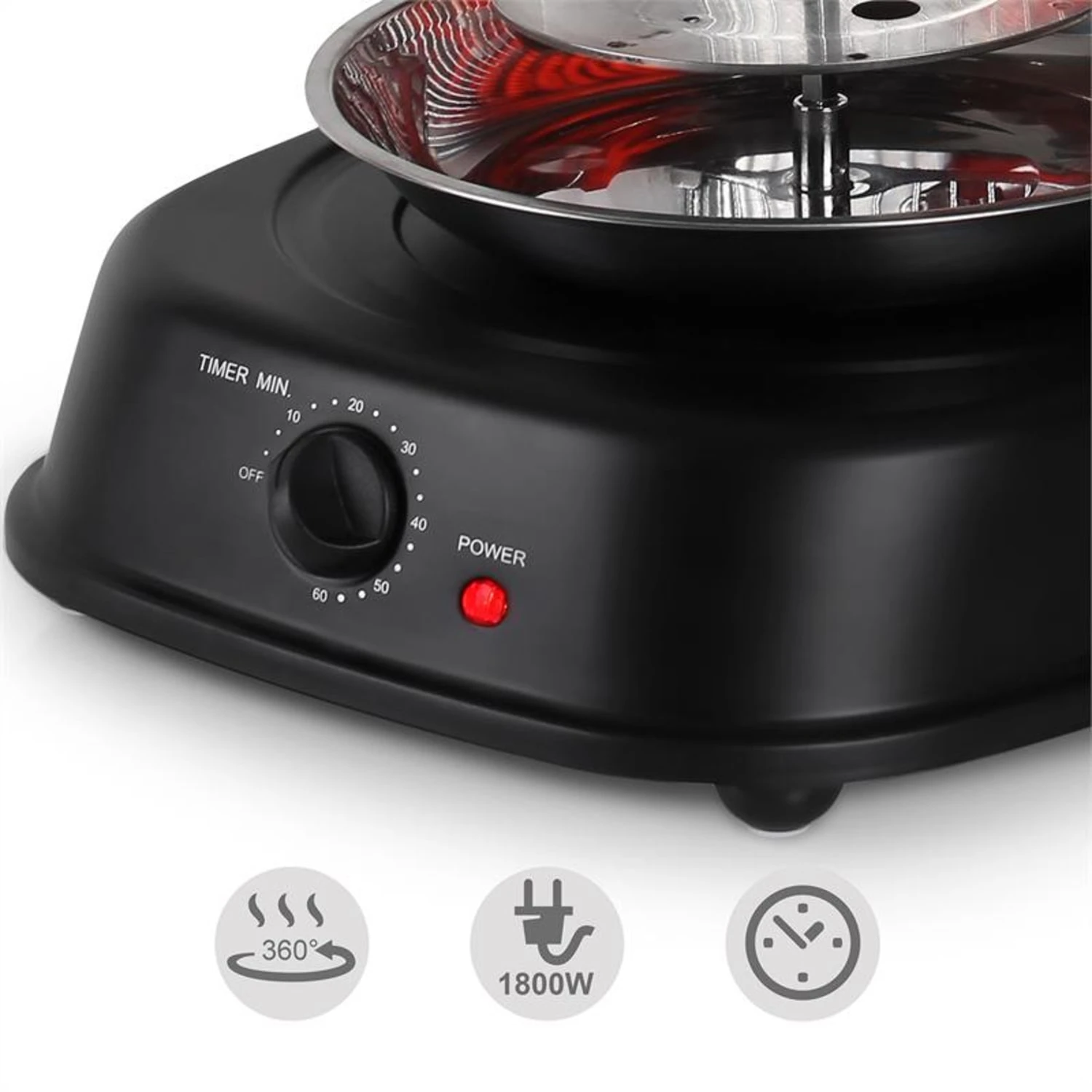 Kebap Master Vertikalgrill 1800W Schwarz Inkl. Spieß Set 4 Kebap Master Vertikalgrill 1800W Schwarz Inkl. Spieß Set – Bild 2