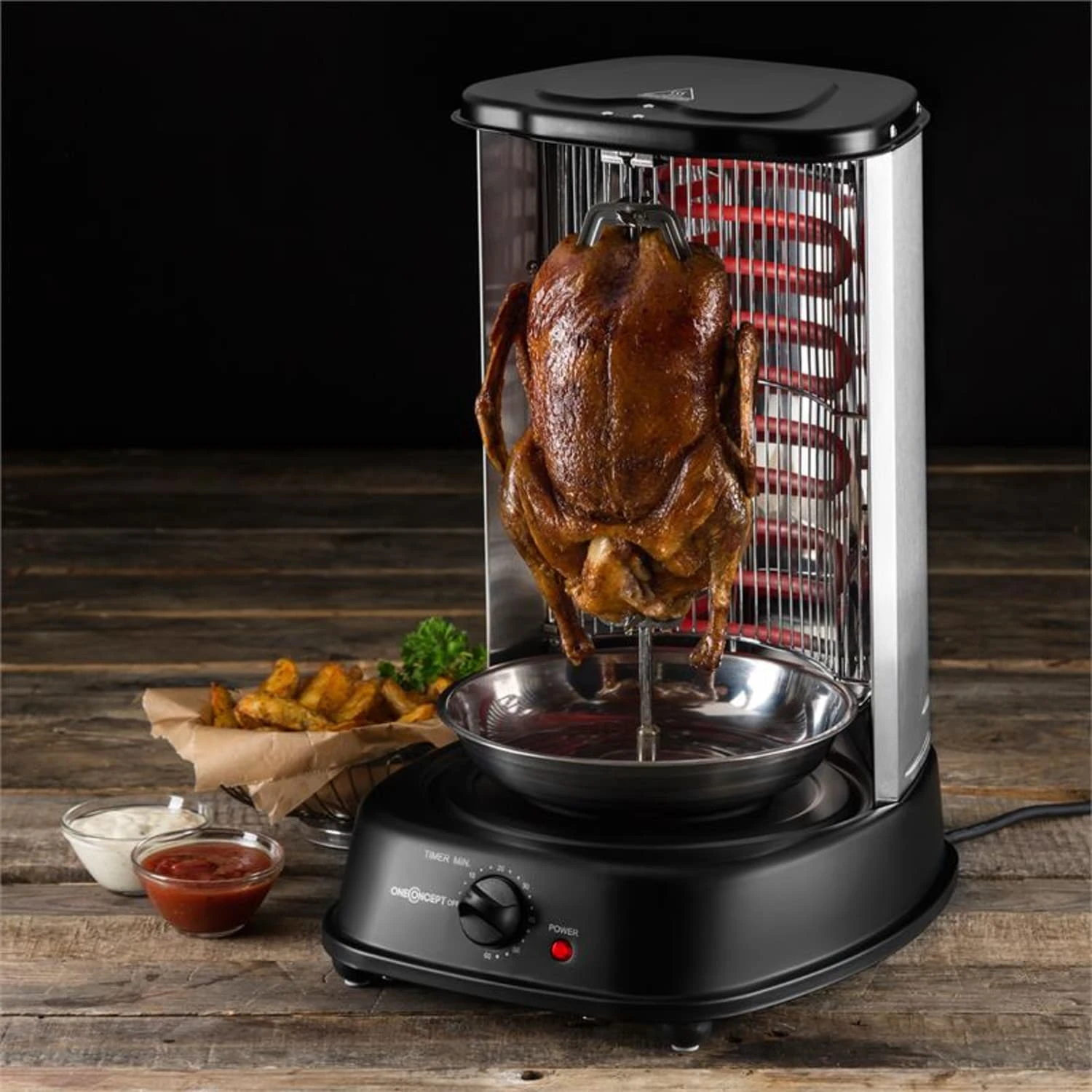 Kebap Master Vertikalgrill 1800W Schwarz Inkl. Spieß Set 5 Kebap Master Vertikalgrill 1800W Schwarz Inkl. Spieß Set – Bild 3