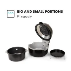 VitAir Heißluftfritteuse Schwarz 1400W Grillen Backen 9 Liter -Optimal Küchengeräte Geschäft 10021766 yy 0004 logo Klarstein VitAir Heissluftfritteuse V1 Schwarz Grau reedit