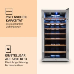 Vinamour 26 Uno Weinkühlschrank 26 Flaschen 88 Liter Edelstahl LED -Optimal Küchengeräte Geschäft 10028491 de 0003 logo