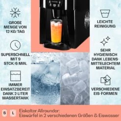 Ice Volcano 2G Eismaschine LED 12kg Je 24h 2l 6-12min Schwarz -Optimal Küchengeräte Geschäft 10030844 DE 0002 usp