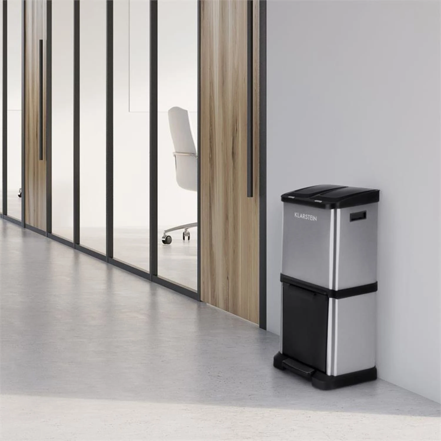 Ökosystem² Mülleimer Mülltrenner 30L (1 X15L, 2x7,5 L) PE Edelstahl 4 Ökosystem² Mülleimer Mülltrenner 30L (1 X15L, 2x7,5 L) PE Edelstahl – Bild 2