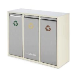 Ordnungshüter 3 Mülleimer Mülltrenner 45L (3 X 15 L) Cremebeige -Optimal Küchengeräte Geschäft 10031320 yy 0006 front Klarstein Ordnungshueter 3 Muelleimer cremebeige