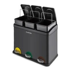 Ökosystem Mülleimer Treteimer Mülltrenner 45L (3x15 L) Schwarz -Optimal Küchengeräte Geschäft 10031327 yy 0004 front Klarstein oekosystem Muelleimer Muelltrenner schwarz