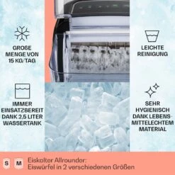 Kristall Eiswürfelmaschine Kristalleis 2 Größen 2,5l Wassertank 10 Kristall Eiswürfelmaschine Kristalleis 2 Größen 2,5l Wassertank -Optimal Küchengeräte Geschäft 10031891 de 0002 usp