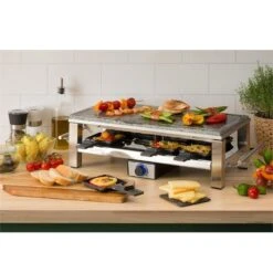 Schmelzlette Raclette 1500W Naturstein-Platte Edelstahlgehäuse -Optimal Küchengeräte Geschäft 10032028 yy 0002 ambient Klarstein Schmelzlette Raclette 1500W Edelstahl