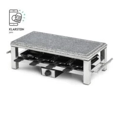 Schmelzlette Raclette 1500W Naturstein-Platte Edelstahlgehäuse -Optimal Küchengeräte Geschäft 10032028 yy 0007 logo Klarstein Schmelzlette Raclette 1500W Edelstahl