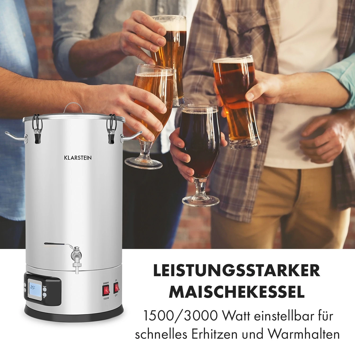 Maischfest Maischekessel 5 Teile 1500/3000W 25l LCD Touch 4 Maischfest Maischekessel 5 Teile 1500/3000W 25l LCD Touch – Bild 2