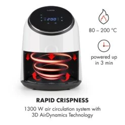 AirVital Heißluftfritteuse 1300W 2,5l CeraPlus-Antihaft Touch Weiß -Optimal Küchengeräte Geschäft 10032331 yy 0004 logo Klarstein AirVital Heissluftfritteuse 1300W weiss reedit