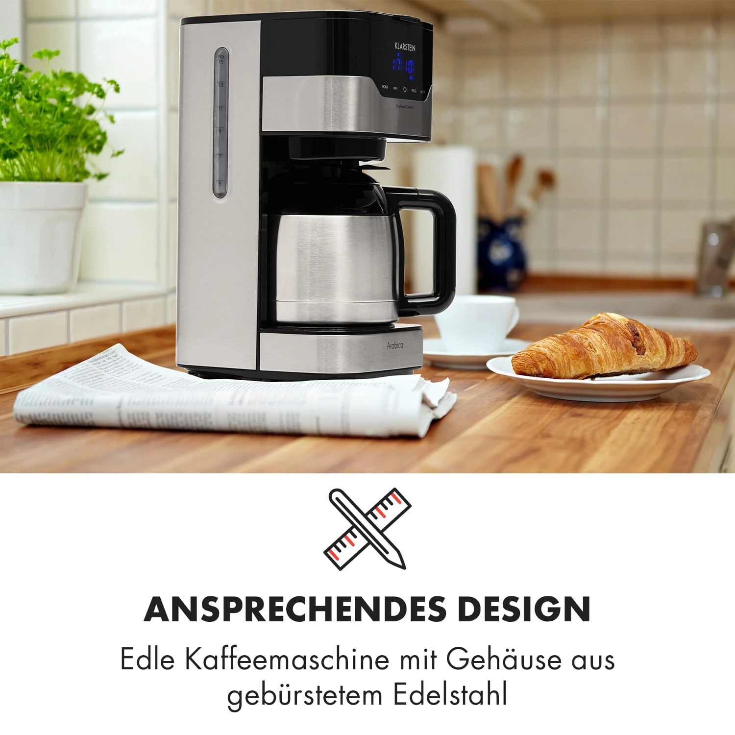 Kaffeemaschine Arabica 800W EasyTouch Control Silber/schwarz 4 Kaffeemaschine Arabica 800W EasyTouch Control Silber/schwarz – Bild 2