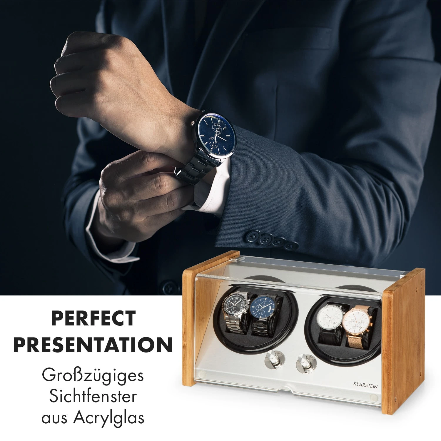 Hanoi 4 Uhrenbeweger, 4 Uhren, 3 Geschwindigkeiten, 4 Modi, Bambus 4 Hanoi 4 Uhrenbeweger, 4 Uhren, 3 Geschwindigkeiten, 4 Modi, Bambus – Bild 2