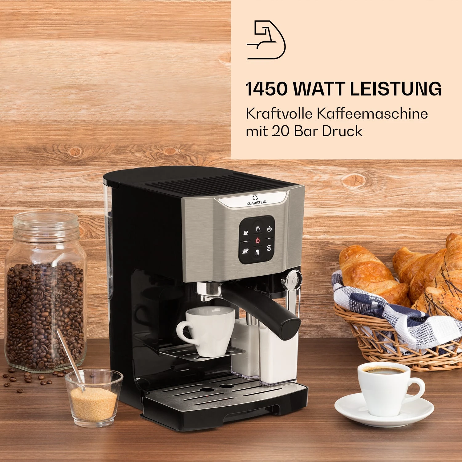 BellaVita Kaffeemaschine 3-in-1 1450 W 20 Bar Milchschäumer 4 BellaVita Kaffeemaschine 3-in-1 1450 W 20 Bar Milchschäumer – Bild 2