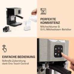 BellaVita Kaffeemaschine 3-in-1 1450 W 20 Bar Milchschäumer 10 BellaVita Kaffeemaschine 3-in-1 1450 W 20 Bar Milchschäumer -Optimal Küchengeräte Geschäft 10032806 de 0003 logo