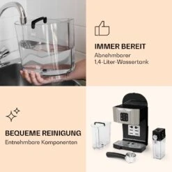 BellaVita Kaffeemaschine 3-in-1 1450 W 20 Bar Milchschäumer 11 BellaVita Kaffeemaschine 3-in-1 1450 W 20 Bar Milchschäumer -Optimal Küchengeräte Geschäft 10032806 de 0004 logo