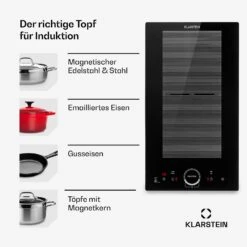 Delicatessa Slim Domino Induktionskochfeld 3500W Timer Schwarz -Optimal Küchengeräte Geschäft 10033015 de 0008 usp