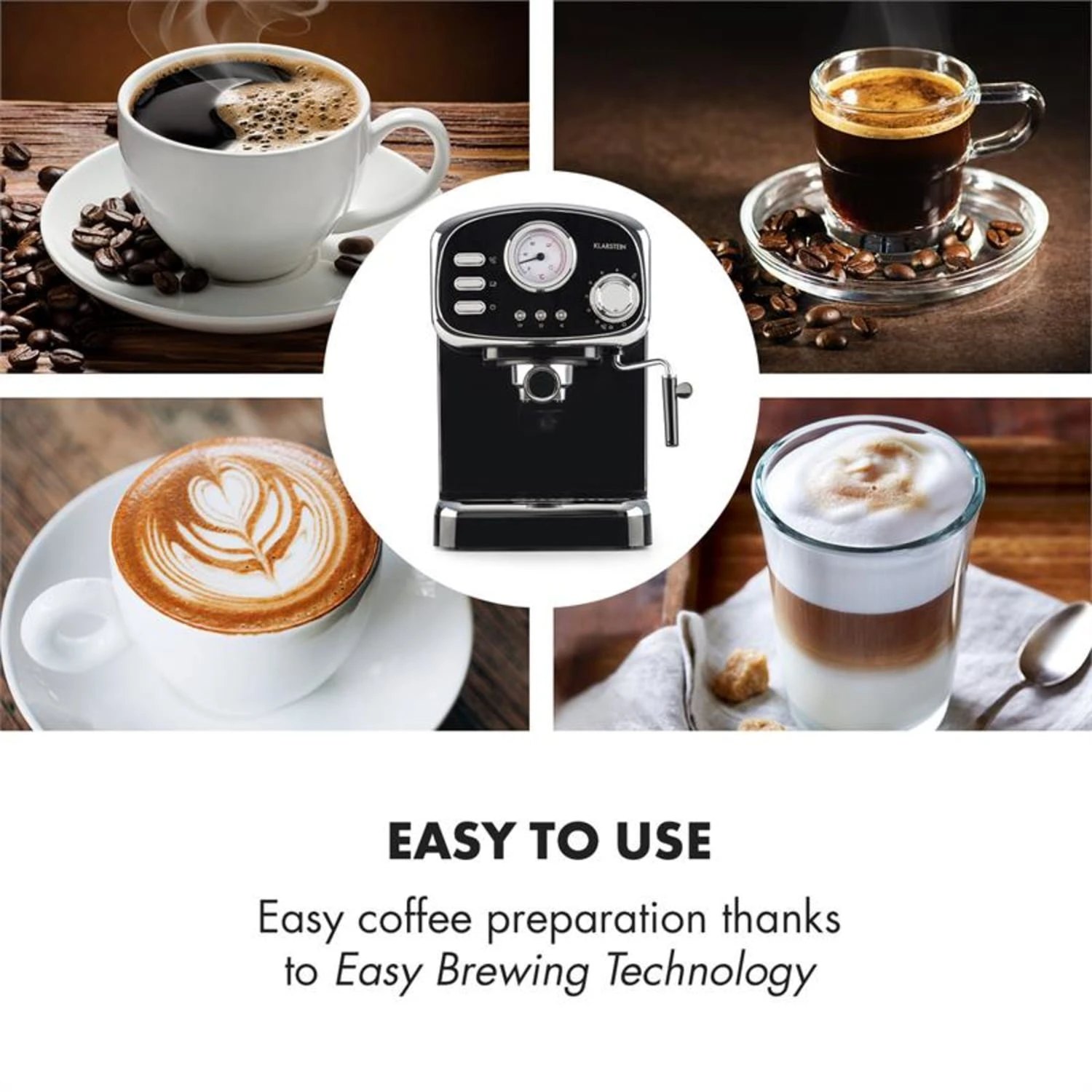 Espressionata Gusto Espressomaschine 1100W 15 Bar Druck Schwarz 6 Espressionata Gusto Espressomaschine 1100W 15 Bar Druck Schwarz – Bild 4