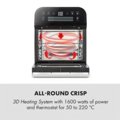 AeroVital Cube Heißluftfritteuse 1600W 12l Timer 16 Programme Schwarz -Optimal Küchengeräte Geschäft 10033248 yy 0003 logo Klarstein AeroVital Cube Heissluftfritteuse schwarz reedit