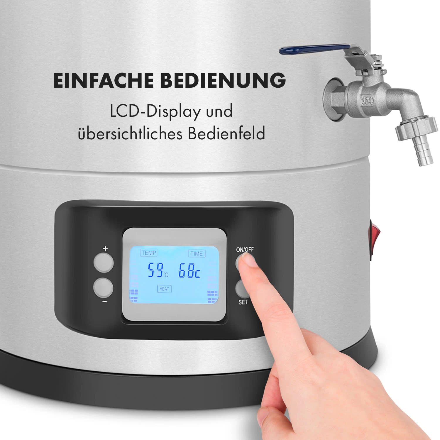 Maischfest Maischekessel 5 Teile 1500/3000W 30l LCD Edelstahl 9 Maischfest Maischekessel 5 Teile 1500/3000W 30l LCD Edelstahl – Bild 7