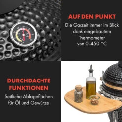 Queensize Kamado Grill Thermometer Abnehmbare Seitenteile Schwarz -Optimal Küchengeräte Geschäft 10033377 de 0006 logo