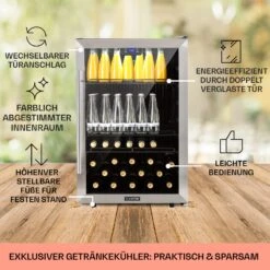 Beersafe 5XL Kühlschrank 148 Liter 3 Böden Panoramaglastür Edelstahl -Optimal Küchengeräte Geschäft 10033435 DE 0005 usp