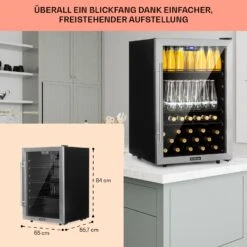 Beersafe 5XL Kühlschrank 148 Liter 3 Böden Panoramaglastür Edelstahl -Optimal Küchengeräte Geschäft 10033435 DE 0006 usp