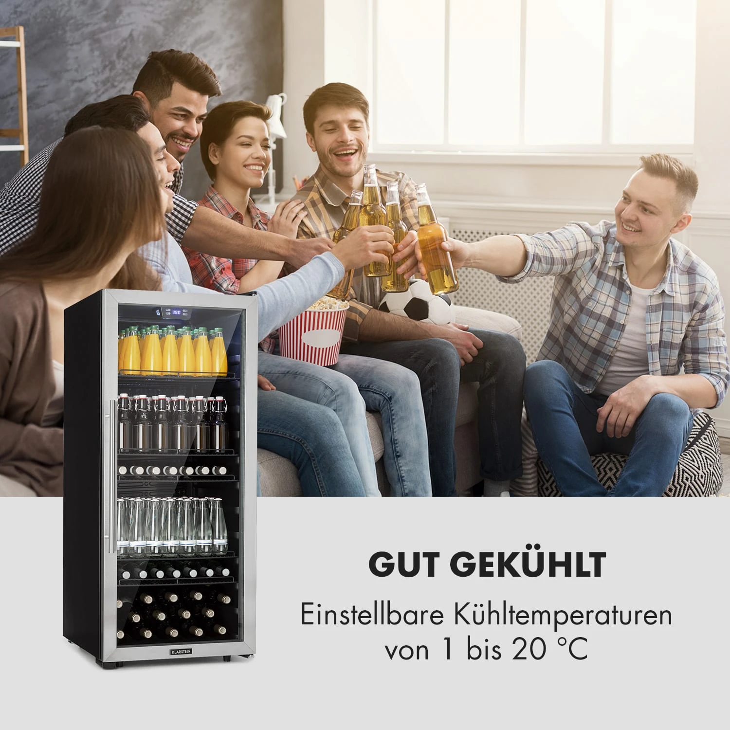 Beersafe 7XL Kühlschrank 242 Liter 5 Böden Panoramaglastür Edelstahl 4 Beersafe 7XL Kühlschrank 242 Liter 5 Böden Panoramaglastür Edelstahl – Bild 2