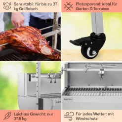 Sauenland Pro Spanferkelgrill Drehspieß 13W 4 Rollen Edelstahl -Optimal Küchengeräte Geschäft 10033566 de 0005 usp