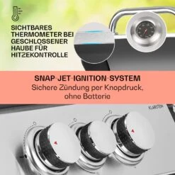 Tomahawk 3.1 S Gasgrill 3x3,6kW Brenner+2,7 KW 60x45cm Grill Edelstahl -Optimal Küchengeräte Geschäft 10033567 de 0004 usp