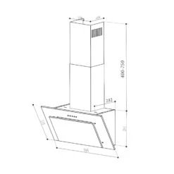 Athena Dunstabzugshaube 60cm Abluft: 350 M³/h LED Schwarz -Optimal Küchengeräte Geschäft 10033766 yy 0010 logo
