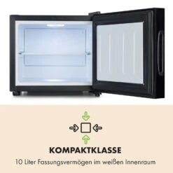 Frosty Mini-Kühlschrank EEC A Spiegelglastür 10 Liter Schwarz -Optimal Küchengeräte Geschäft 10033836 de 0005 logo