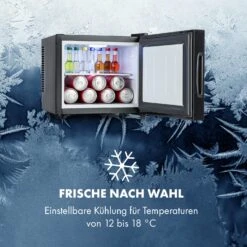 Frosty Mini-Kühlschrank EEC A Spiegelglastür 10 Liter Schwarz -Optimal Küchengeräte Geschäft 10033836 de 0008 logo