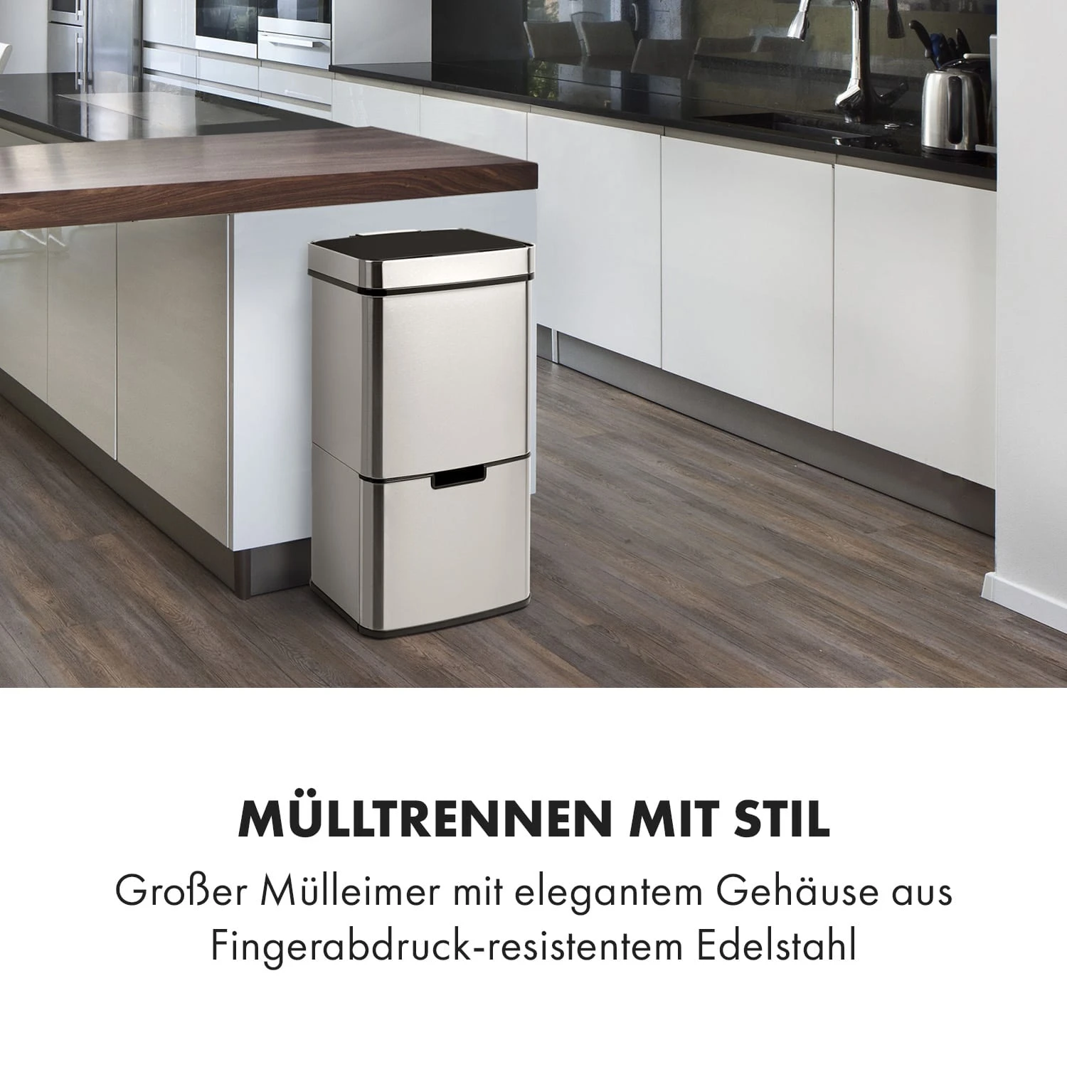 Touchless Müllsammler Sensor 72L 4 Behälter ABS PP Edelstahl Gebürstet 4 Touchless Müllsammler Sensor 72L 4 Behälter ABS PP Edelstahl Gebürstet – Bild 2