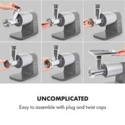 Mett Max Elektrischer Fleischwolf 600W Kupfermotor Aluminium -Optimal Küchengeräte Geschäft 10034244 yy 0003 logo Klarstein Mett Max elektrischer Fleischwolf grau