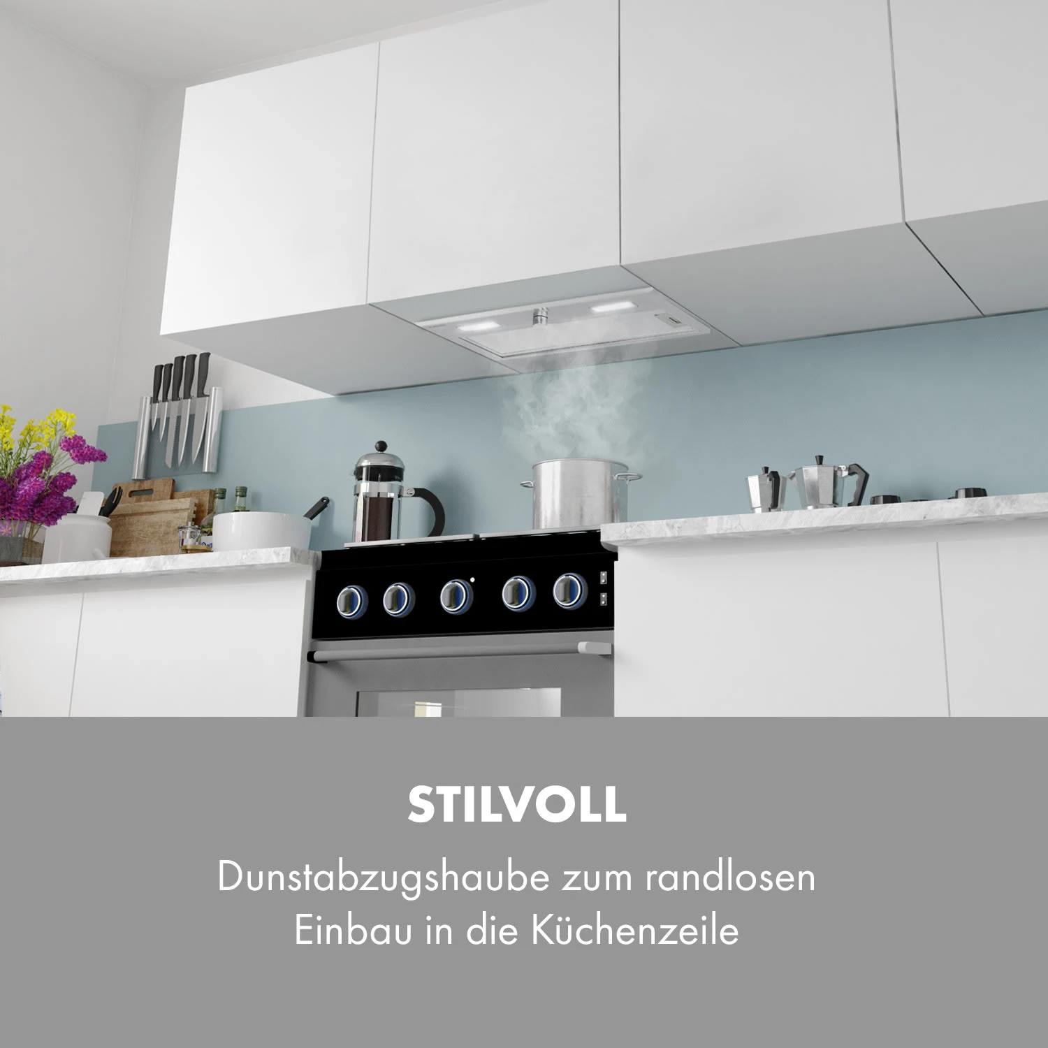 Simplica Dunstabzugshaube Einbau 70cm Abluft: 400 M³/h LED Edelstahl 4 Simplica Dunstabzugshaube Einbau 70cm Abluft: 400 M³/h LED Edelstahl – Bild 2