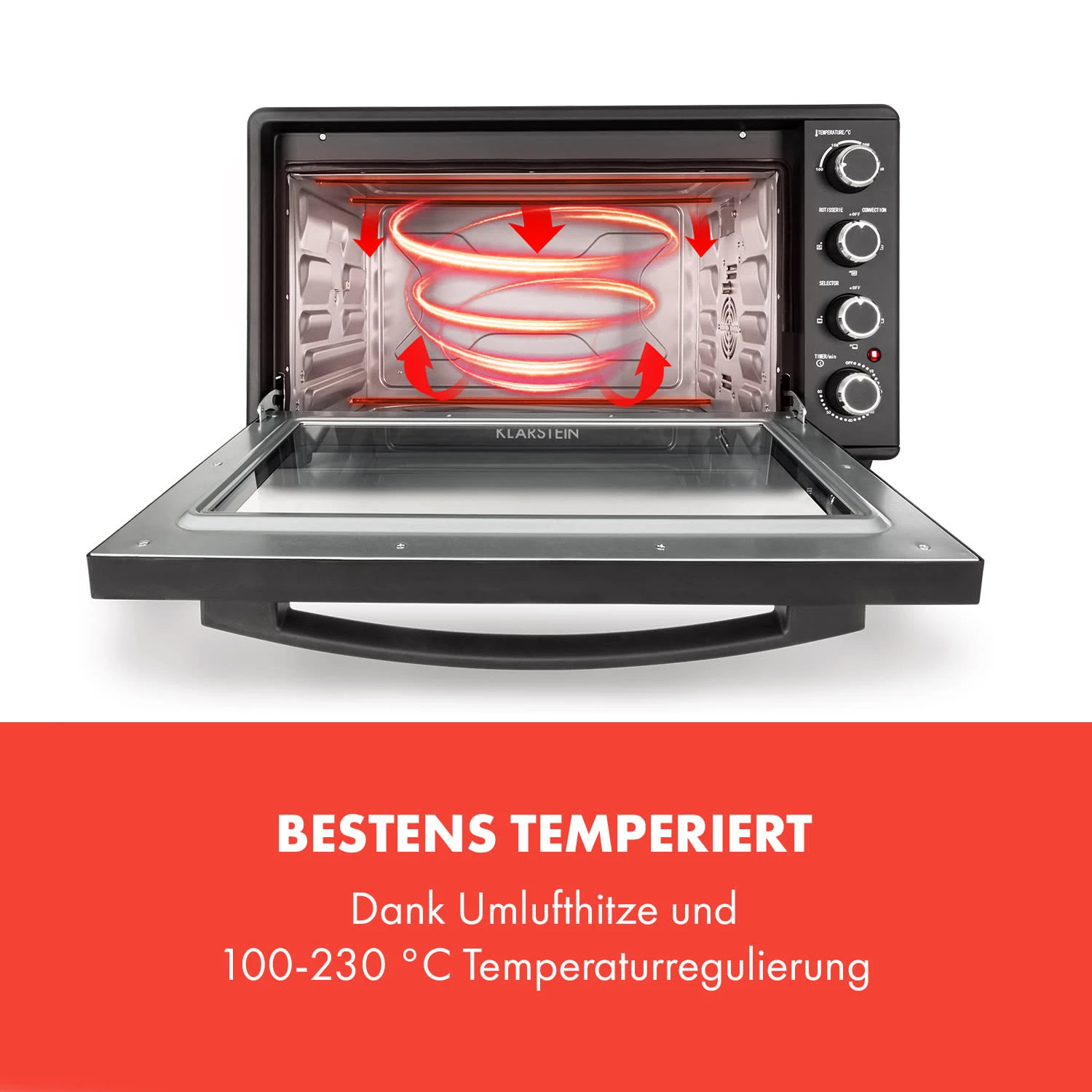 Masterchef 60 Mini-Backofen 60l 2000W 100-230 °C Timer Schwarz 5 Masterchef 60 Mini-Backofen 60l 2000W 100-230 °C Timer Schwarz – Bild 3