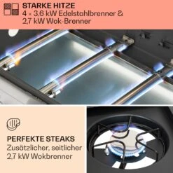 Tomahawk Gasgrill 4x3,6 KW + 2,7 KW Brenner 66x43,5 Cm Grill Edelstahl -Optimal Küchengeräte Geschäft 10034710 de 0003 usp