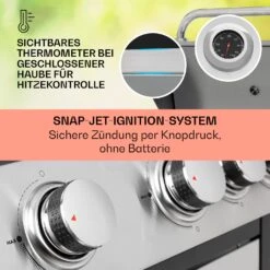 Tomahawk Gasgrill 4x3,6 KW + 2,7 KW Brenner 66x43,5 Cm Grill Edelstahl -Optimal Küchengeräte Geschäft 10034710 de 0004 usp