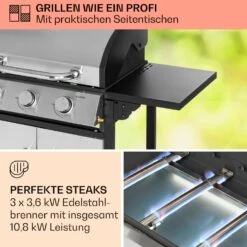 Tomahawk Gasgrill 3 X 3,6 KW Brenner 60 X 43,5 Cm Grill Edelstahl -Optimal Küchengeräte Geschäft 10034711 de 0003 usp