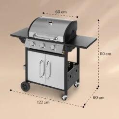 Tomahawk Gasgrill 3 X 3,6 KW Brenner 60 X 43,5 Cm Grill Edelstahl -Optimal Küchengeräte Geschäft 10034711 yy 0007 dimensions