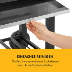 Meat Machine Holzkohlegrill BBQ 45x32,5cm Thermometer Bodenrollen -Optimal Küchengeräte Geschäft 10034819 de 0008 logo