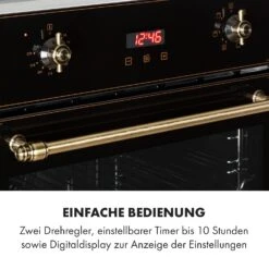 Elizabeth Einbaubackofen Retro 2200 Watt 70l Messingoptik Display -Optimal Küchengeräte Geschäft 10034880 de 0005 logo