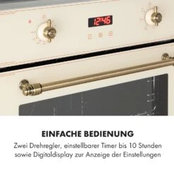 Elizabeth Einbaubackofen Retro 2200W 70L 50 - 250 °C Timer Display -Optimal Küchengeräte Geschäft 10034881 de 0005 logo