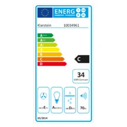 Contempo Neo Unterbau-Dunstabzugshaube 60cm 175m³/h LED Edelstahl Acryl Weiß -Optimal Küchengeräte Geschäft 10034961 energy label