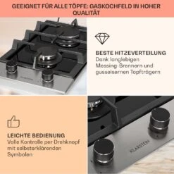 Alchemist Domino Gaskochfeld 2-flammig Aluminium-Brenner Glaskeramik -Optimal Küchengeräte Geschäft 10034968 de 0004 usp