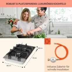 Alchemist Domino Gaskochfeld 2-flammig Aluminium-Brenner Glaskeramik -Optimal Küchengeräte Geschäft 10034968 de 0006 usp