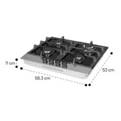 Alchemist 4 Zonen Gaskochfeld Aluminium-Brenner Glaskeramik Schwarz -Optimal Küchengeräte Geschäft 10034969 yy 0011 dimensions