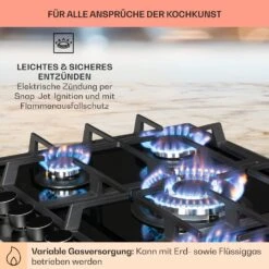 Alchemist 5 Zonen Gaskochfeld Aluminium-Brenner Glaskeramik Schwarz -Optimal Küchengeräte Geschäft 10034970 de 0005 usp