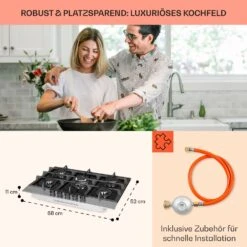 Alchemist 5 Zonen Gaskochfeld Aluminium-Brenner Glaskeramik Schwarz -Optimal Küchengeräte Geschäft 10034970 de 0006 usp