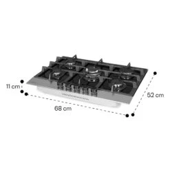 Alchemist 5 Zonen Gaskochfeld Aluminium-Brenner Glaskeramik Schwarz -Optimal Küchengeräte Geschäft 10034970 yy 0011 dimensions